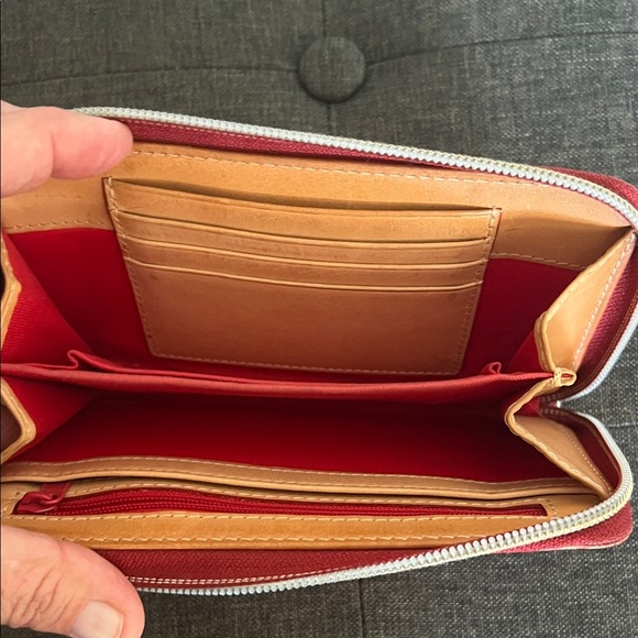 Dooney & Bourke Red and Blue vinyl Plaid Wallet - Picture 3 of 4